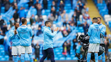 Sergio Agüero en su último partido como local con el Manchester City