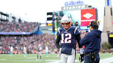 A disappointed Tom Brady after the New England Patriots lost to the Miami Dolphins on Sunday. 