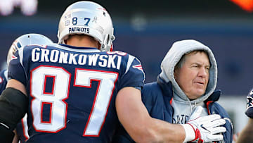 Bill Belichick and Rob Gronkowski