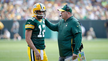 Aaron Rodgers and Mike McCarthy during the latter's tenure as Green Bay Packers head coach