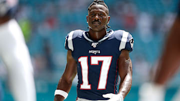 Antonio Brown suits up for the New England Patriots against the Miami Dolphins