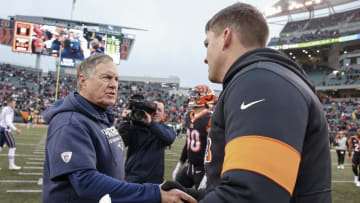 New England Patriots head coach Bill Belichick with Cincinnati Bengals head coach Zac Taylor 