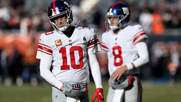 Eli Manning and Daniel Jones take the field against the Chicago Bears