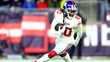 Janoris Jenkins intercepts a pass against the New England Patriots