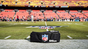 Mostly empty NFL stadium. 