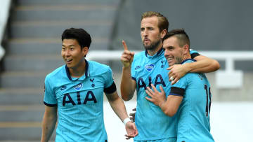 Tottenham celebrating their third goal against Newcastle