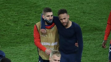 Verratti y Neymar después de un partido de Champions
