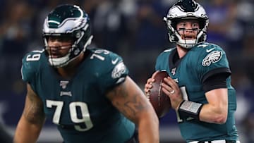 Brandon Brooks blocking for Carson Wentz against the Cowboys. 