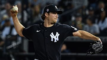 New York Yankees ace Gerrit Cole throws at Spring Training