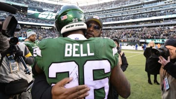 New York Jets RB Le'Veon Bell with former coach Mike Tomlin