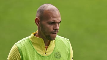 Braithwaite à l'échauffement face au Celta Vigo cette saison 