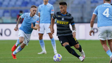Lautaro Martinez in azione contro la Lazio 