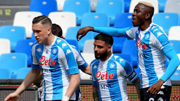 L'esultanza dopo il gol di Osimhen al Cagliari
