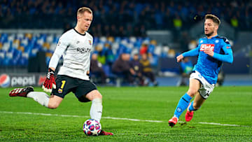 Marc-Andre ter Stegen ketika melawan Napoli