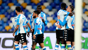 L'esultanza dei calciatori del Napoli