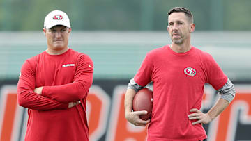 GM John Lynch (left) and the 49ers could take advantage and make a deal on Draft Day
