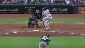 Athletics prospect Jesus Luzardo records first MLB strikeout against Astros on Wednesday.