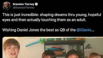 Old photo of Daniel Jones wearing a Eli Manning jersey as a kid surfaces.