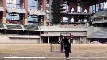 Joey Gallo of the Texas Rangers destroying homers at Globe Life Field