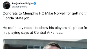 Mike Norvell's picture from his college playing days is interesting to say the least. 