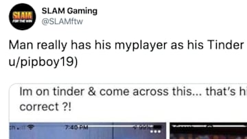 A man is apparently using his NBA 2K MyPlayer on Tinder. 
