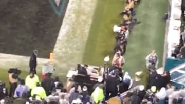 Alshon Jeffery is carted off the field on Monday Night Football against the Giants