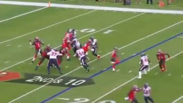 Tampa Bay Buccaneers QB Jameis Winston throwing an interception.