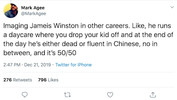 Jameis Winston kept turning the ball over Saturday against the Texans. The Twitterverse noticed.