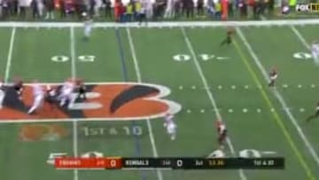 Browns quarterback Baker Mayfield throws a deep bomb against the Cincinnati Bengals. 