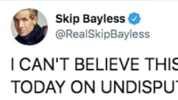 Skip Bayless tweets in all caps after Jerry Jones delays Jason Garrett decision.