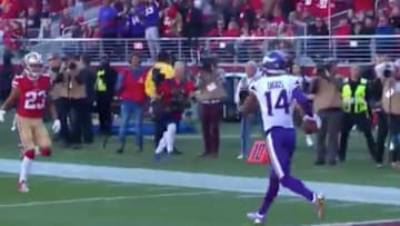 Stefon Diggs burns his man and finishes off the Vikings TD at Levi's Stadium