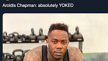 Yankees closer Aroldis Chapman at the gym