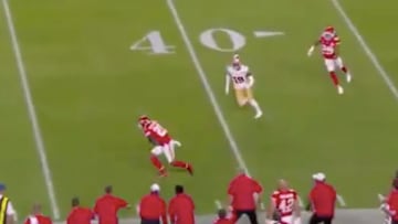 Jimmy Garoppolo throws brutal interception in Super Bowl LIV.