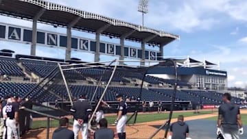 New York Yankees slugger Giancarlo Stanton rips home run off GMS Field scoreboard