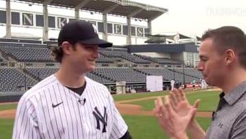 Gerrit Cole of the New York Yankees rocks pinstripes for the first time
