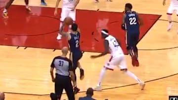 Lonzo Ball attempted James Harden's one-legged three pointer against the Raptors...and failed.