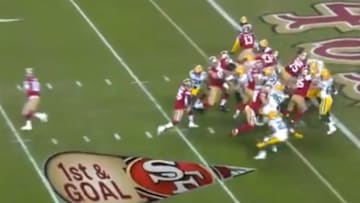 Tevin Coleman's goal line score puts the 49ers up 7-0 against Packers on Sunday.