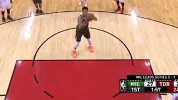 Giannis Antetokounmpo strangely airballs a free throw in Game 4 against the Toronto Raptors.