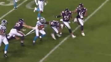 Bears defender stretched the life out of Rashad Ross' jersey on Thursday.