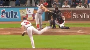 Matt Carpenter ties Game 1 in the eighth inning with a bloop single to left field on Thursday.