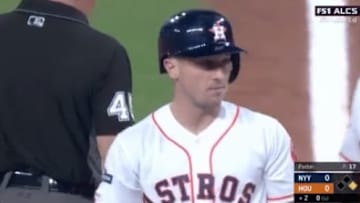 Alex Bregman appears to discover that James Paxton is tipping his pitches.