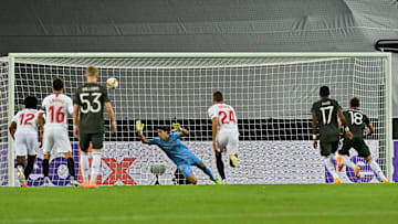 Bruno Fernandes verwandelte im Halbfinale der Europa League seinen Elfmeter wie gewohnt nach einem kleinen Hüpfer