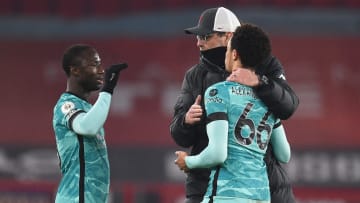 Keita and Alexander-Arnold with Liverpool boss Jurgen Klopp Keita and Alexander-Arnold with Liverpool boss Jurgen Klopp