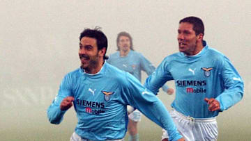 Stefano Fiore of Lazio celebrates scoring