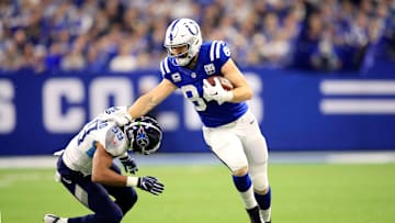 Jack Doyle breaking a tackle against the Titans