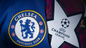The Chelsea Club Crest with a Champions League Match Ball