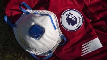 The Premier League Logo with a Protective Face Mask