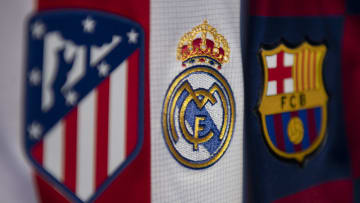 Los logos del Atlético de Madrid, Real Madrid y Barcelona