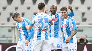 L'esultanza dei calciatori del Napoli