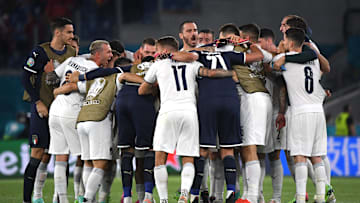 L'Italia festeggia la vittoria contro la Turchia